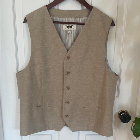 Joseph Abboud Linen Cotton Tan Vest Men’s XL Classic Formal Beach Preppy Neutral - Picture 1 of 10